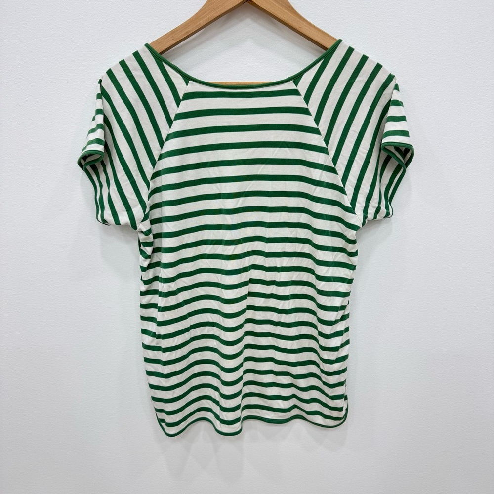 Lake Anchor Striped Pima Cotton Pajama Top Only Classic Cream Green Stripe Sz M - Picture 3 of 5